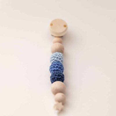 schnullerkette holzperlen blau junge