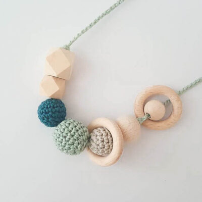 stillkette holz hexagon mama mint petrol nonikids berlin