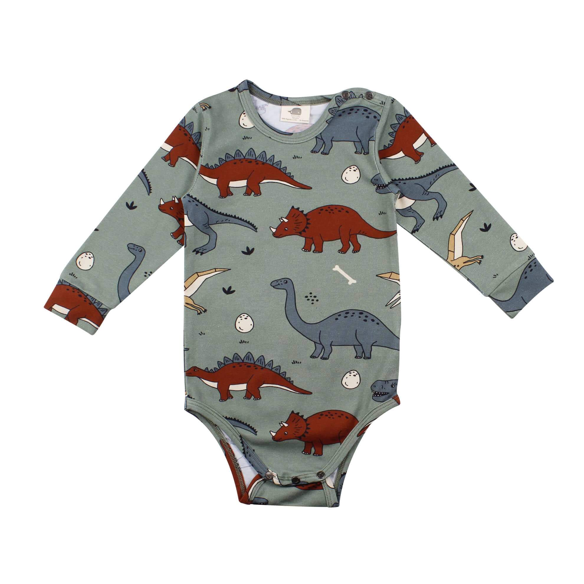 Langarm Baby Body Funny Dinosaurs Gots Bio Walkiddy Noni Kids