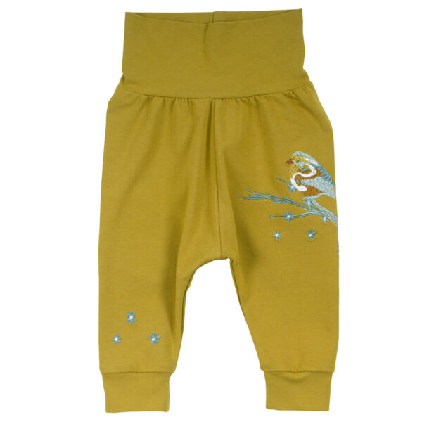 vogel stickerei senf babyhose nonikids